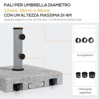 Base per Ombrellone da 28kg in Granito con Maniglia Estensibile e Rotelle, 41x41x37.5cm, Grigio