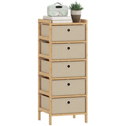 Cassettiera con 5 cassetti in tessuto struttura bamb¨´ ¨C zephmum ¨C crema e naturale 60x40x