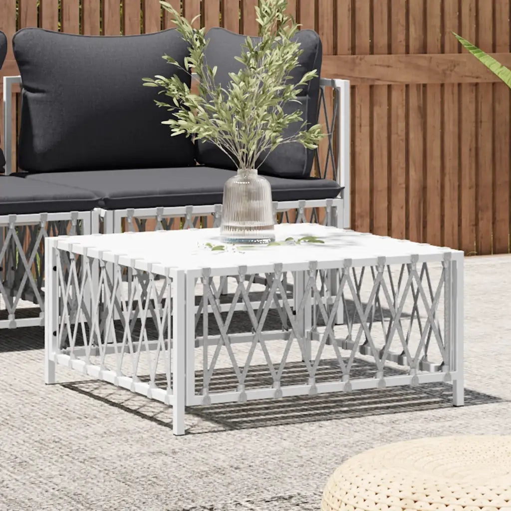 Tavolo da Giardino Bianco 70x70x34 cm in Tessuto Intrecciatocod mxl 105855