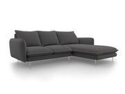 Cosmopolitan Design - Divano angolare destro "Vienna" 5 posti in tessuto strutturato grigio scuro 