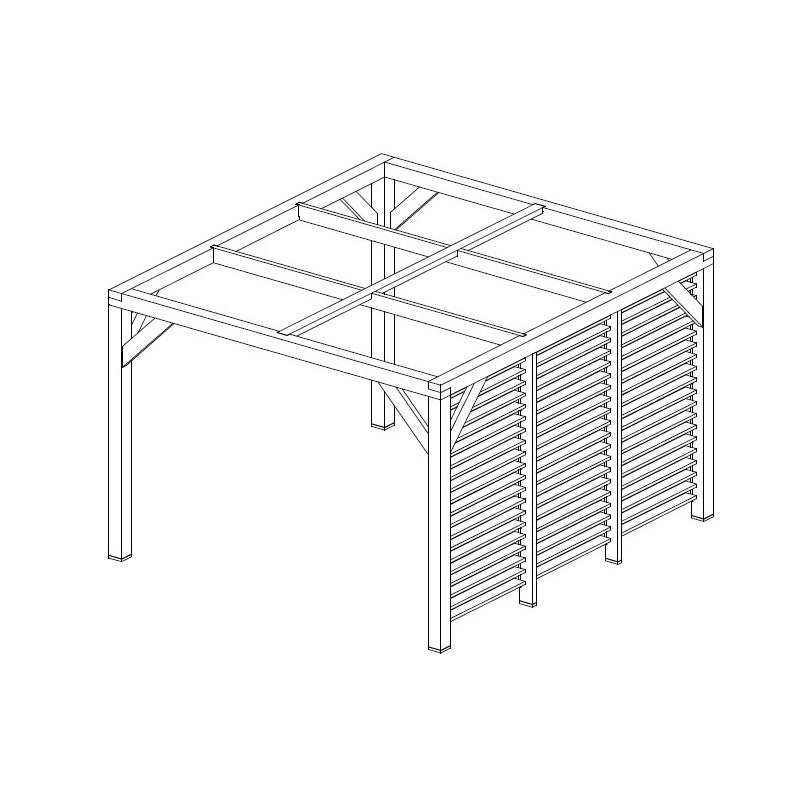 Pergola da giardino in legno Douglas 340x312 cm – gazebo con ventelle mobili su una parete – pali 120x120 mm – VTDO3431V Foresta