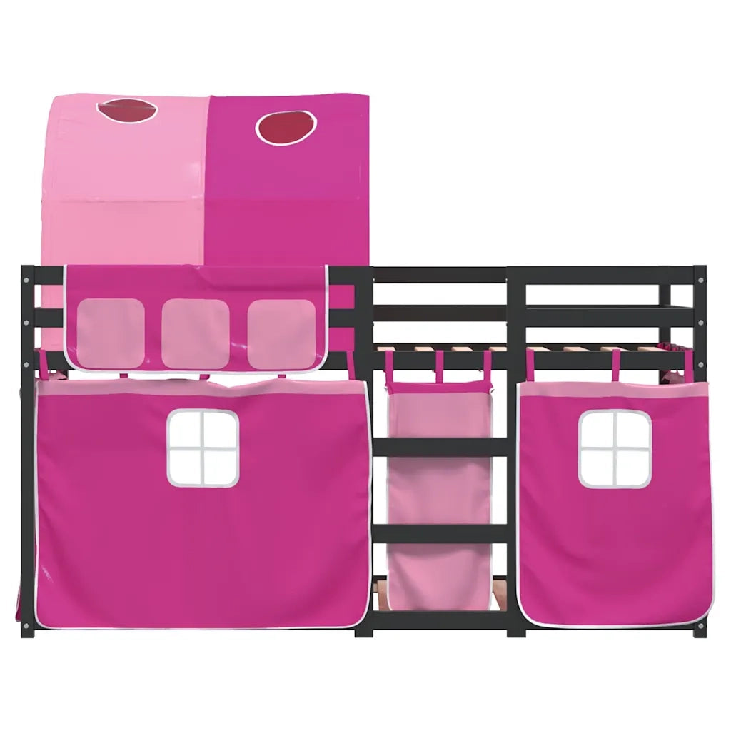 Letto a Castello senza Materasso Rosa 90x200 cm Legno di Pino