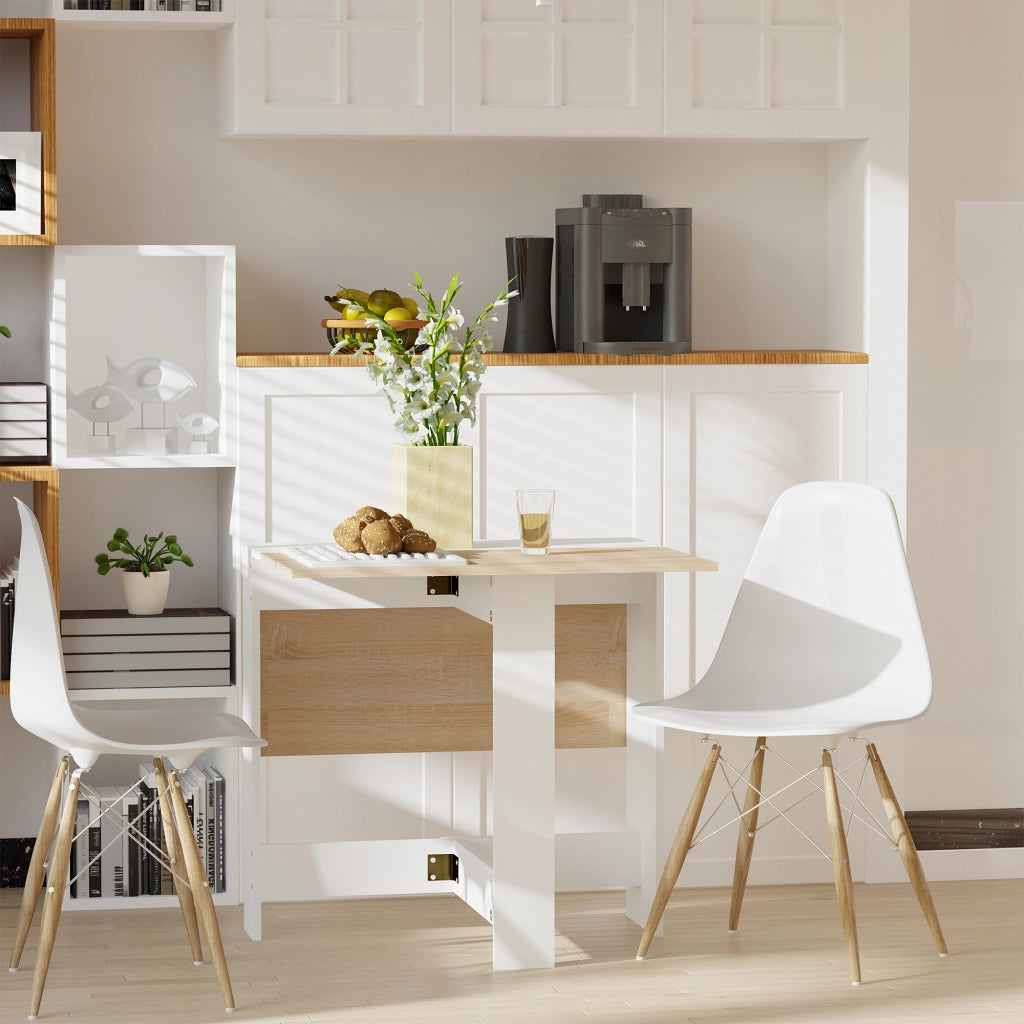 Tavolo da pranzo pieghevole in legno ¨C Zephmum ¨C Bianco e rovere 103x76x74 cm