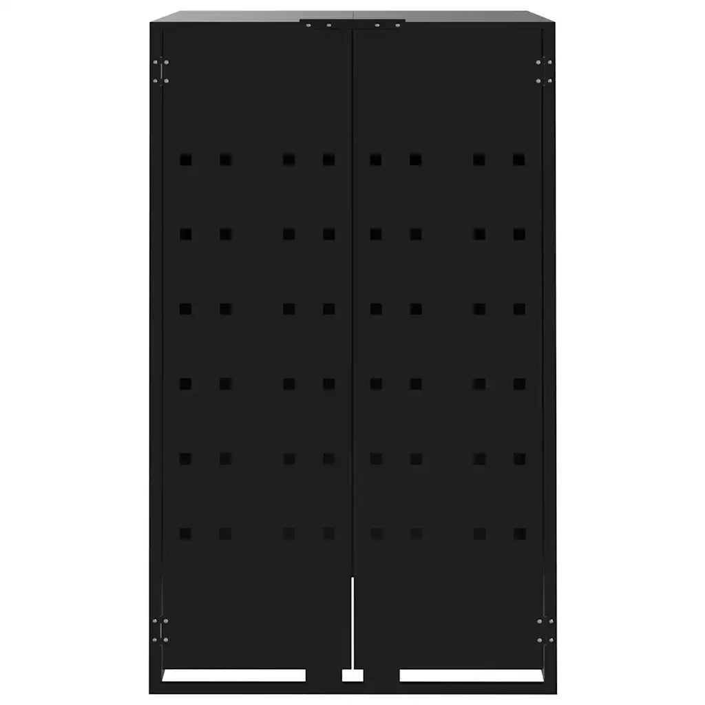 Copribidone con Ruote per 3 Bidoni Nera 207x79x117cm in Acciaio