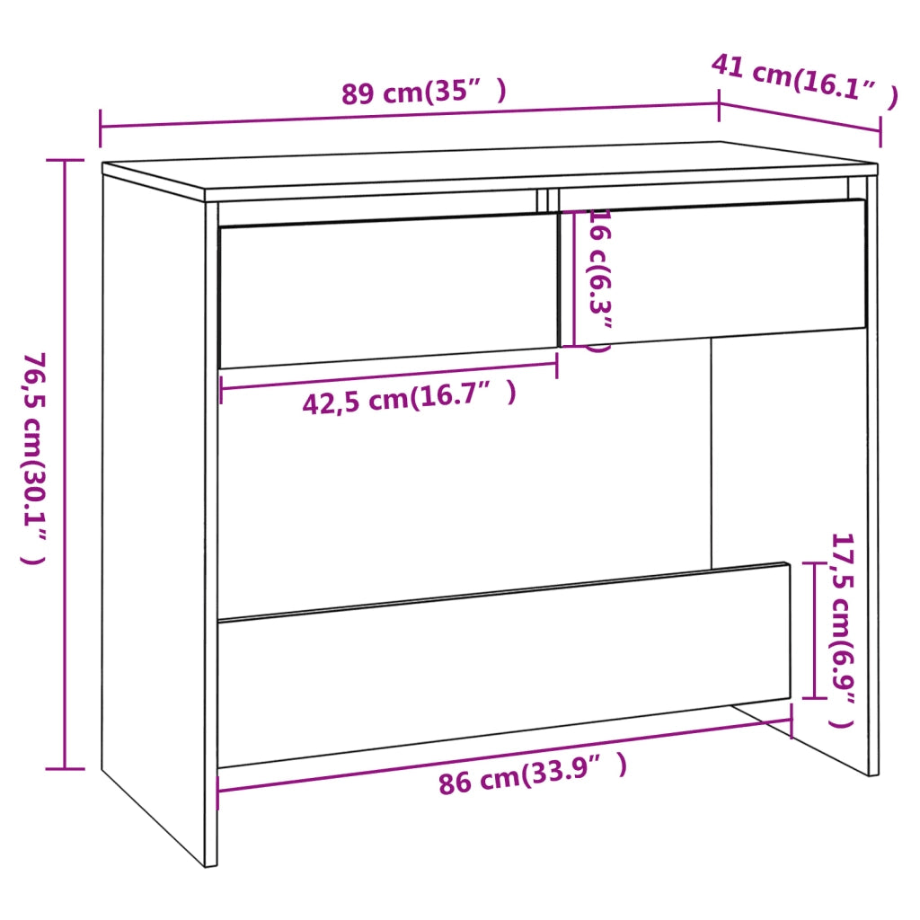 Tavolo Consolle Bianco 89x41x76,5 cm in Acciaio 809566
