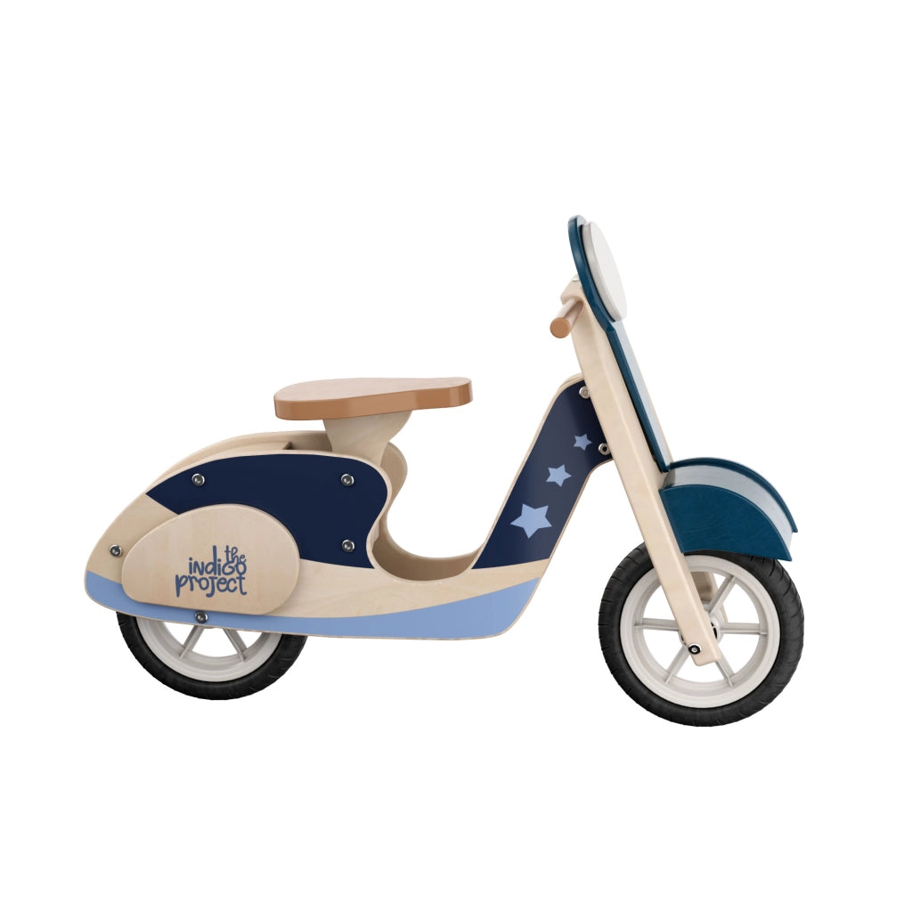Vespetta - Triciclo Moto scooter montessoriana pedagogica senza pedali per bambini da 36 mesi  71,5x50,5x33,5 cm in legno massello per bambini 36 mesi