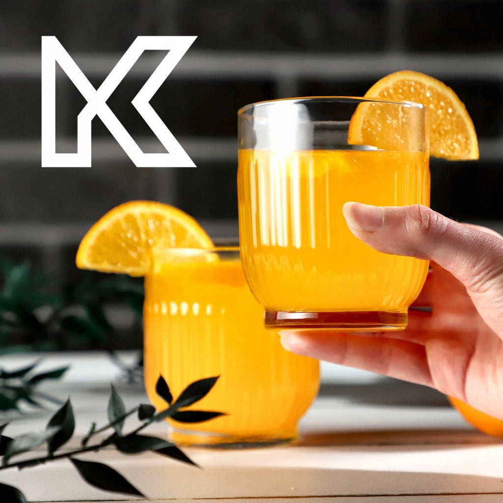 Bicchieri KADAX per bevande, whisky, succhi di frutta, set da 6 bicchieri, 330 ml