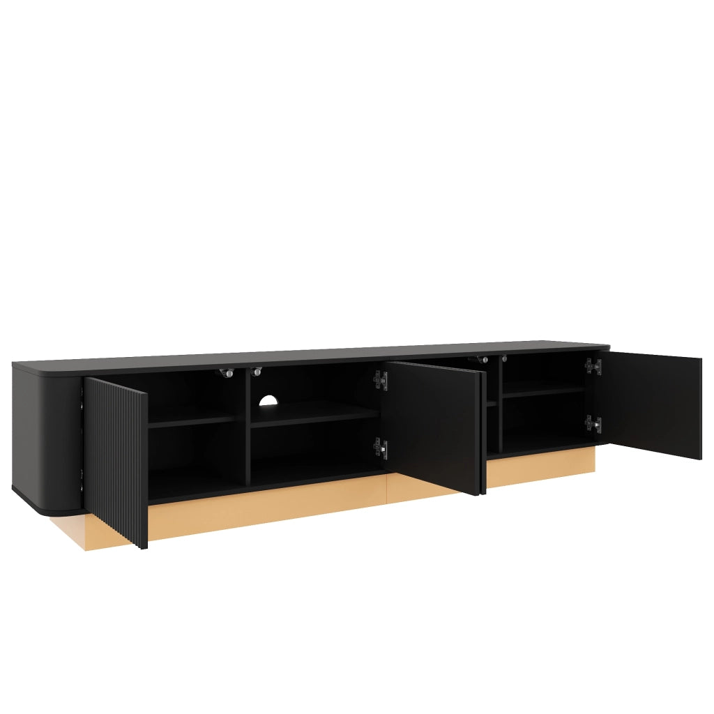 Mobile TV con ante scanalate e ripiani regolabili 200 x 40 x 47;5 cm; MDF nero