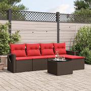 Set Divani da Giardino 6 pz con Cuscini Marrone in Polyrattan 3220103