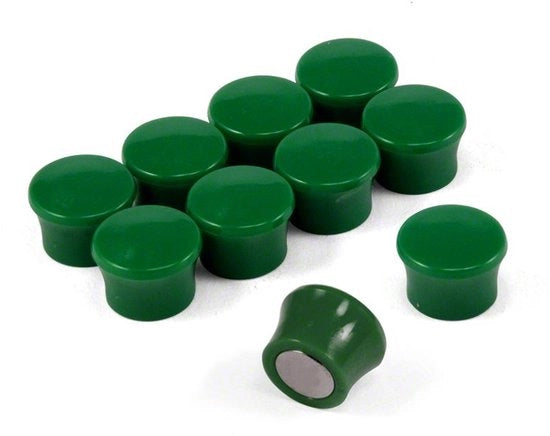 Magnetismo per memoboard, whiteboard e notizie, verde, robusto, piccolo, confezione da 10.