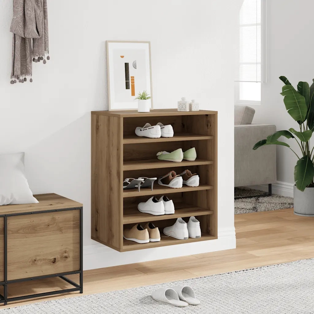 Scarpiera-Scaffale per scarpe Rovere Artigianale 60x35x70 cm in Legno Multistrato 797119