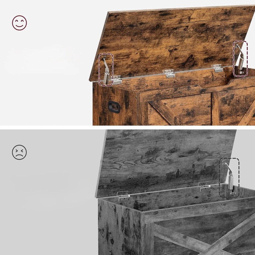 Panca contenitore vintage in legno marrone rustico