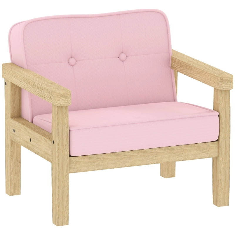 Poltroncina per bambini in legno e tessuto effetto corda, rosa, 3-8 anni