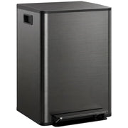 Bidone 2 Scomparti 60L ¨C zephmum ¨C Nero Acciaio Inox