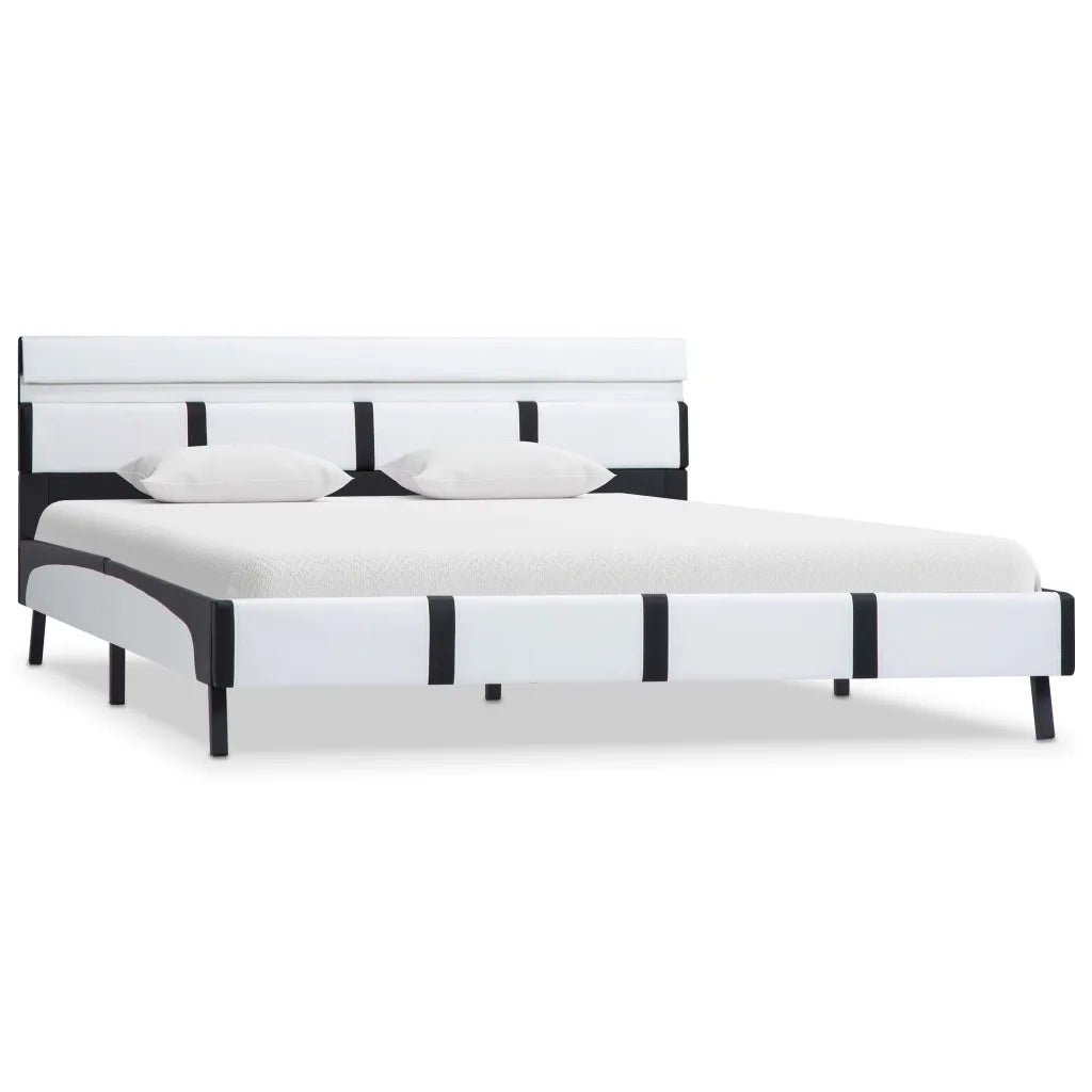 Giroletto con LED senza Materasso-Struttura Letto Bianco 140x200 cm Similpelle