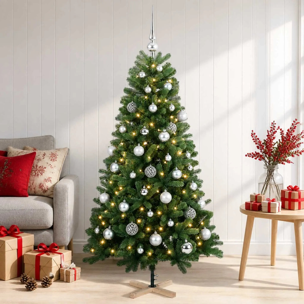 Albero di Natale artificiale con palline 120 cm 150 LED 3461430