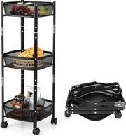Carrello portatile a 3 livelli, trolley da cucina in metallo, carrello multifunzione per cucina, bagno, soggiorno, 38 x 38 x 87 cm