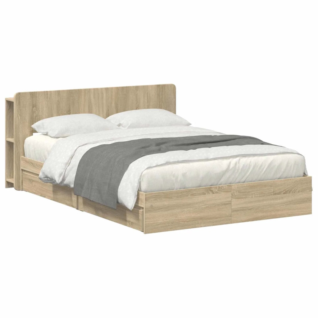 Telaio del letto con storage Rovere Sonoma 150 x 200 cm