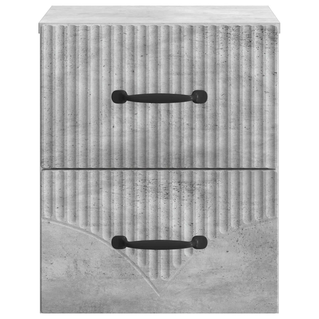 Comodino | Armadio da Notte | Mobiletto da notte a muro Grigio Cemento 34,5 x 33 x 40 cm
