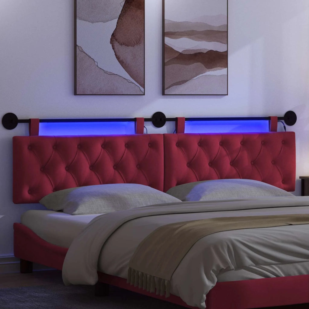 Testiera sospesa Con luce LED Rosso Vino Velluto