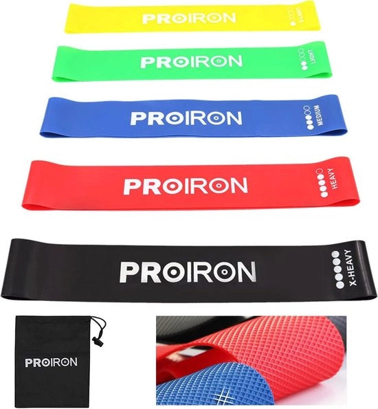 Fitnessband con 5 resistenze, cinture di resistenza, nastri di sostegno; ideale per la costruzione muscolare, fisiokinesiterapia, pilates, yoga, ginnastica e crossfit