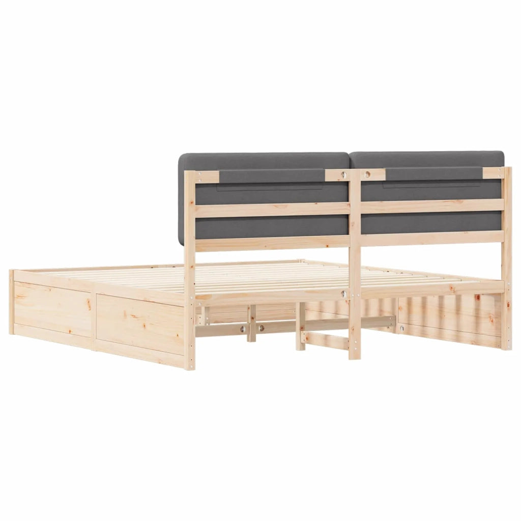 Letto con Testiera Rivestita Grigio scuro 200 x 200 cm