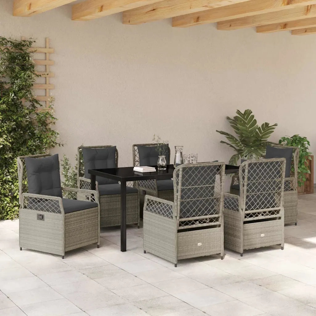 Set da Pranzo per Giardino 7 pcs Grigio chiaro polyrattan 3381020