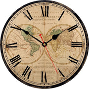 Mappa Mundi da Parete, Grande Orologio Classico in Legno, Silenzioso, Senza Tacco, Facile da Leggere, per Casa/Ufficio/Scolastico, 34 cm