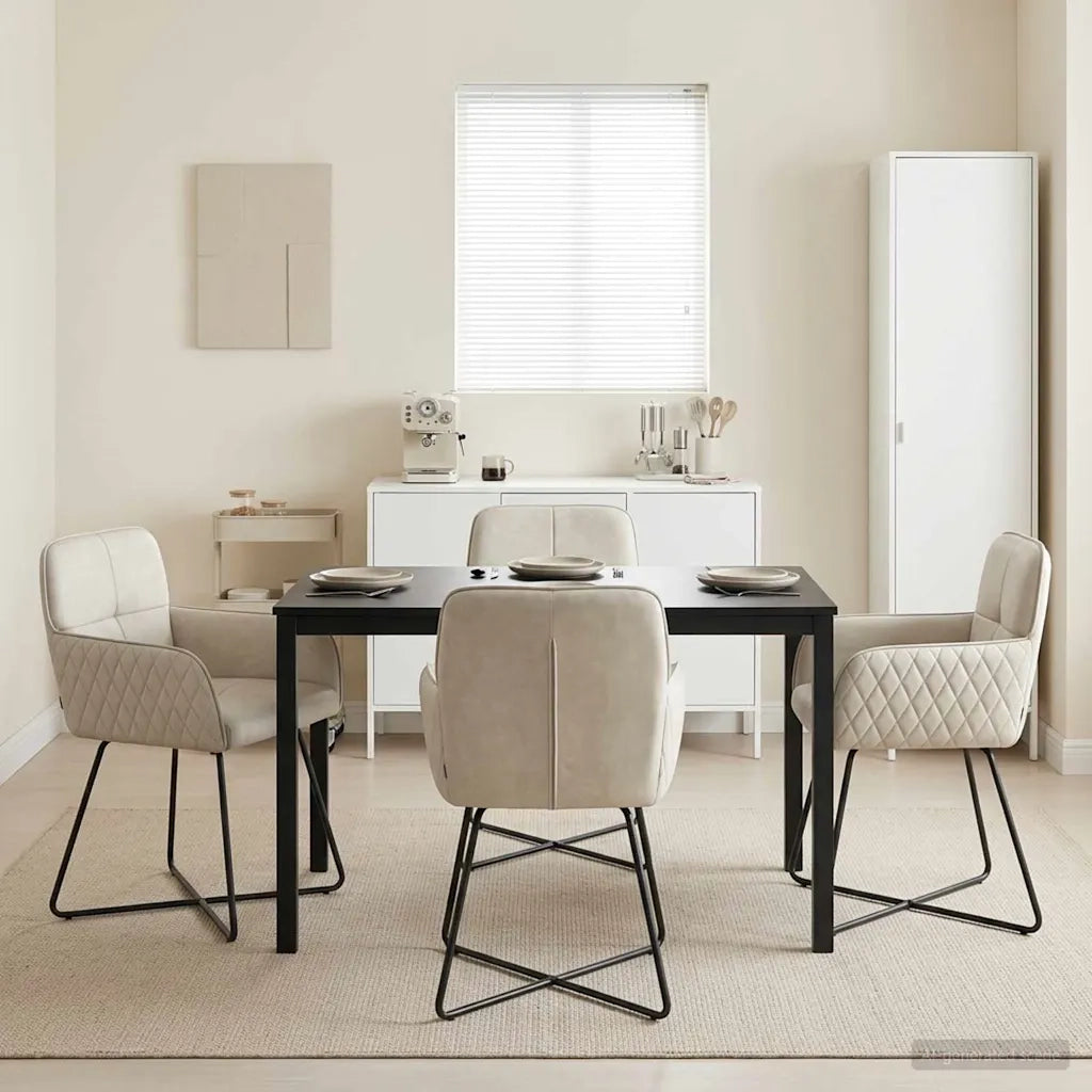Sedie da pranzo 4 pz Velluto Crema 59 x 56,5 x 86 cm 3428215