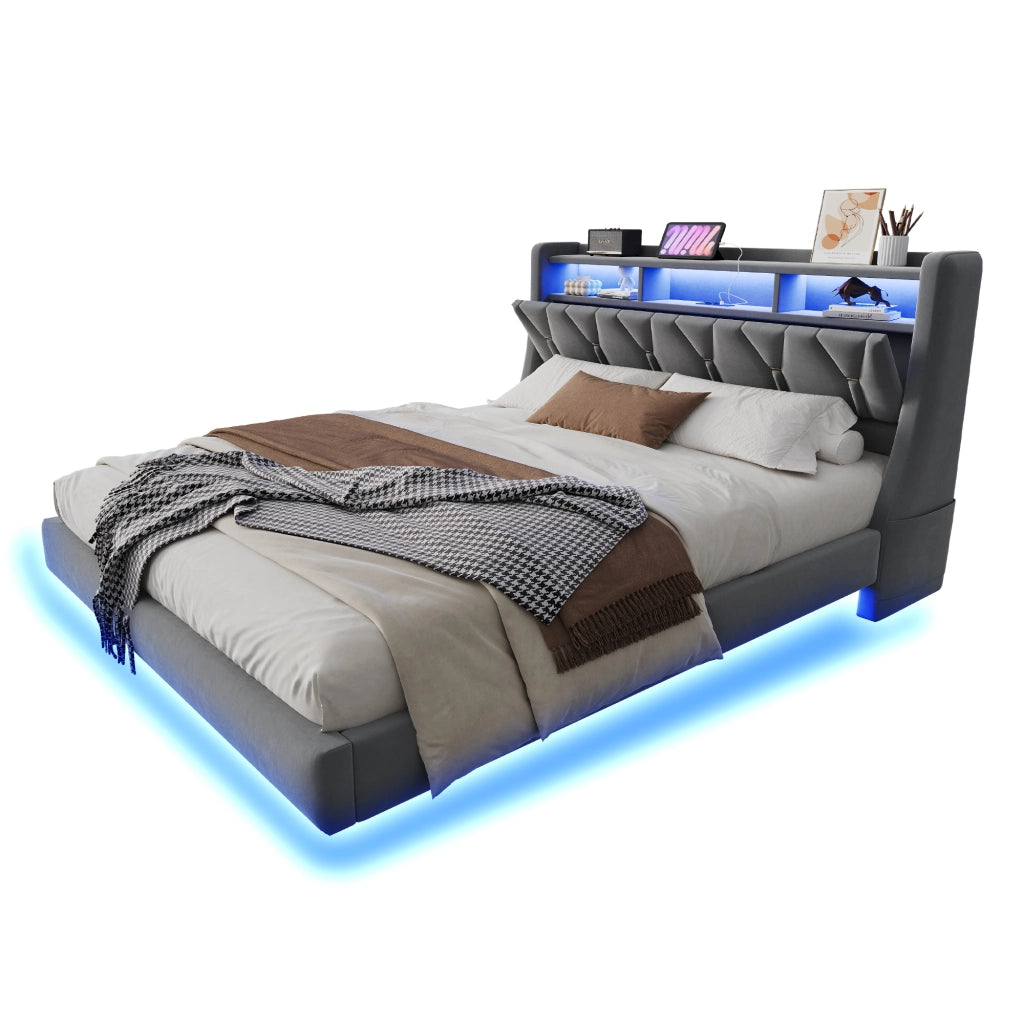 letto imbottito velluto grigio 180 x 200 cm