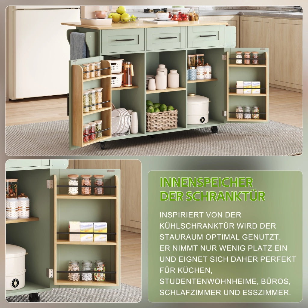 CARRELLO DA CUCINA 139x46(71)x91,5 cm Verde Antico in MDF
