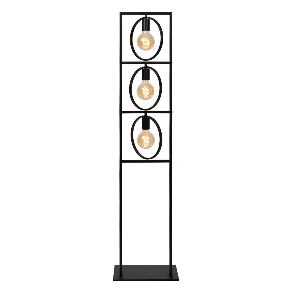 Lampada da terra nera geometrica 3xE27 SUUS Lucide