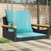 Panchina a Dondolo con Cuscini Nera 63x62x40 cm in Polyrattan