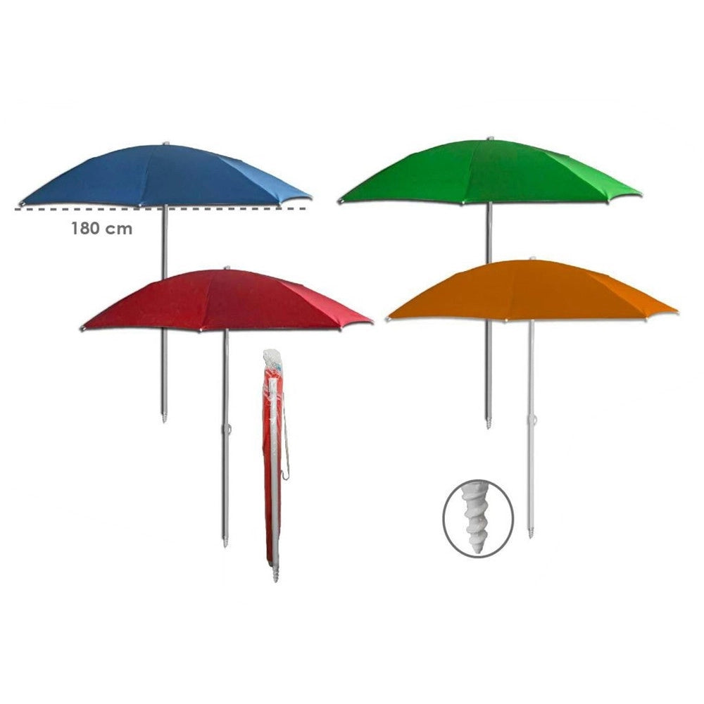 Trade Shop - Ombrellone Mare Spiaggia 180cm Palo Con Trivella In Tinta Unita Tnt 70gr. Con Sacca 253011 -