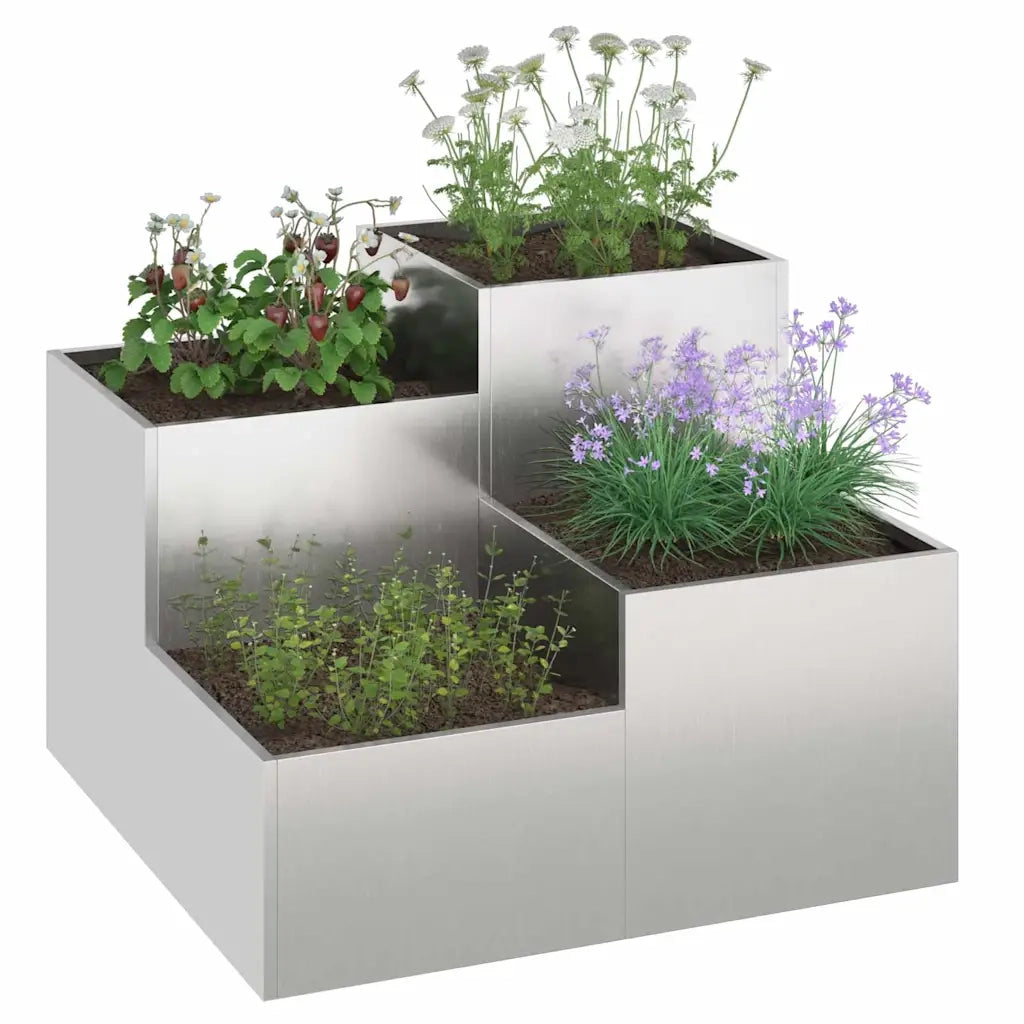 Vaso da giardino Argento 100 x 100 x 60 cm Acciaio inossidabile 865866