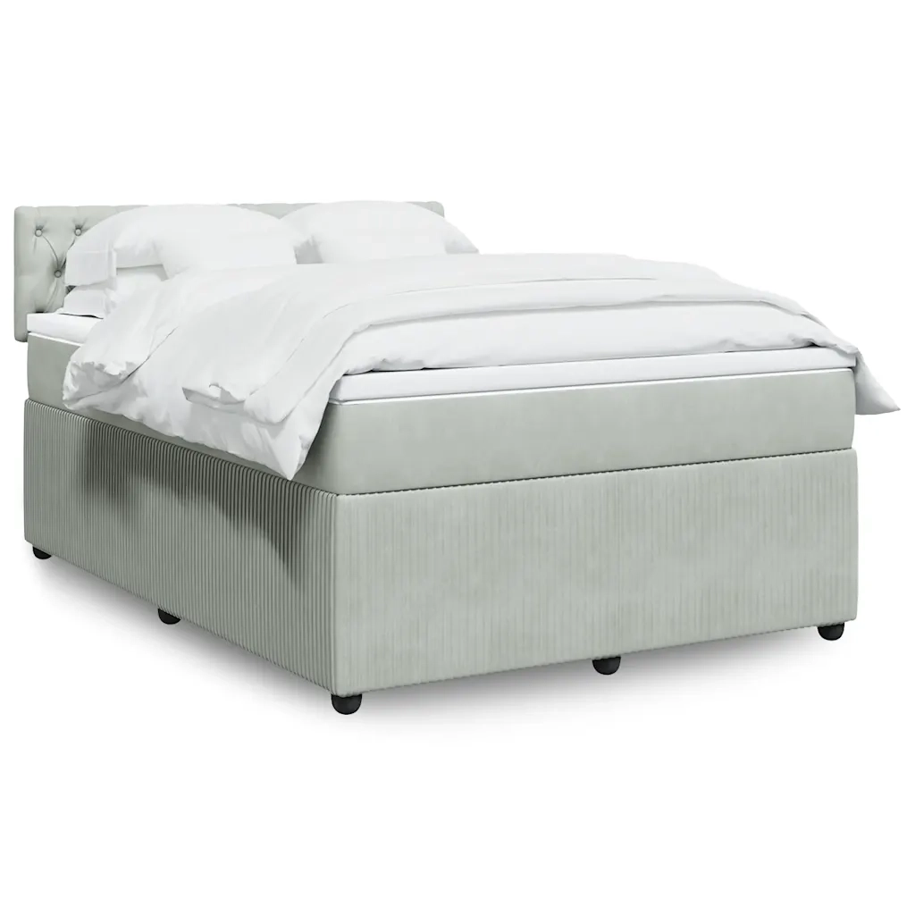Giroletto a Molle con Materasso Grigio Chiaro 140x190cm Velluto