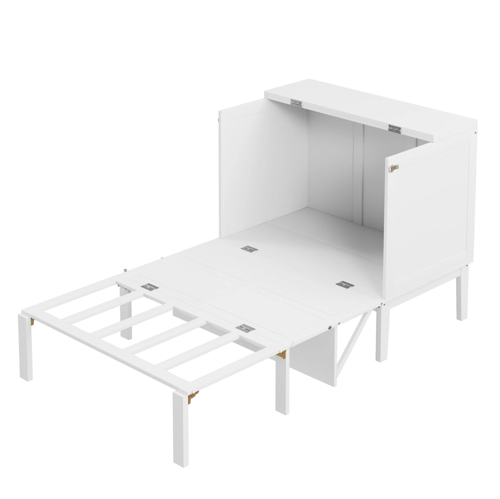 Letto a scomparsa verticale 90x200 cm con rete a doghe, design salvaspazio bianco per camere singole