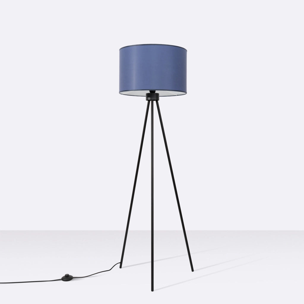 Lampada da terra treppiede paralume blu E27 Purela