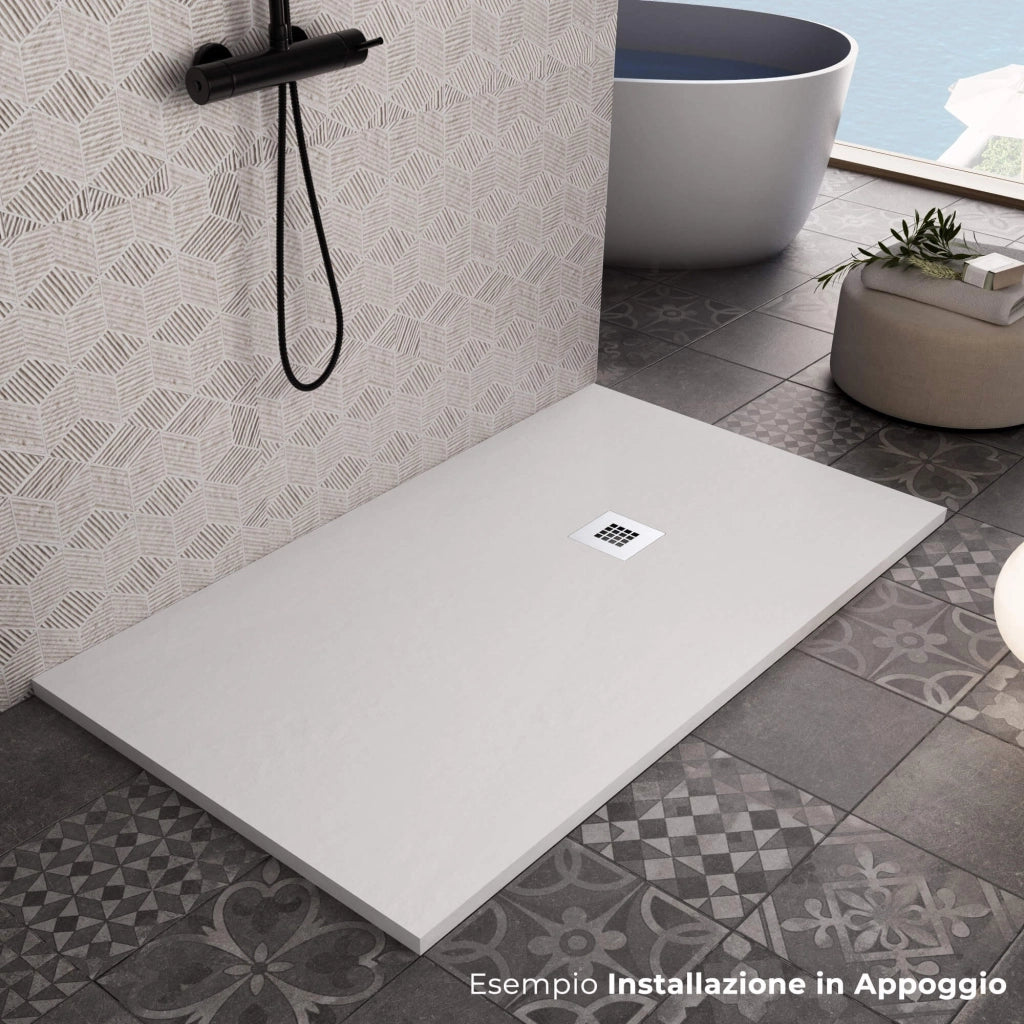 Piatto Doccia 90x200 cm in Pietra Bonussi Everest Bianco