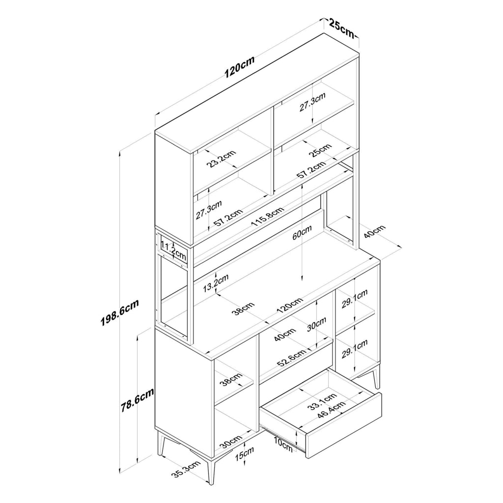 Madia Mairago, Credenza 2 Cassetti, 120x38x199h cm Bianco