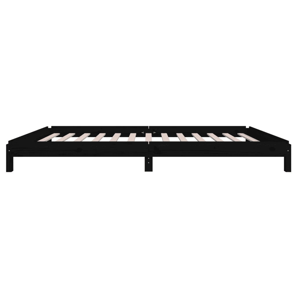 Letto Impilabile Nero 80x200 cm in Legno Massello di Pino 820401