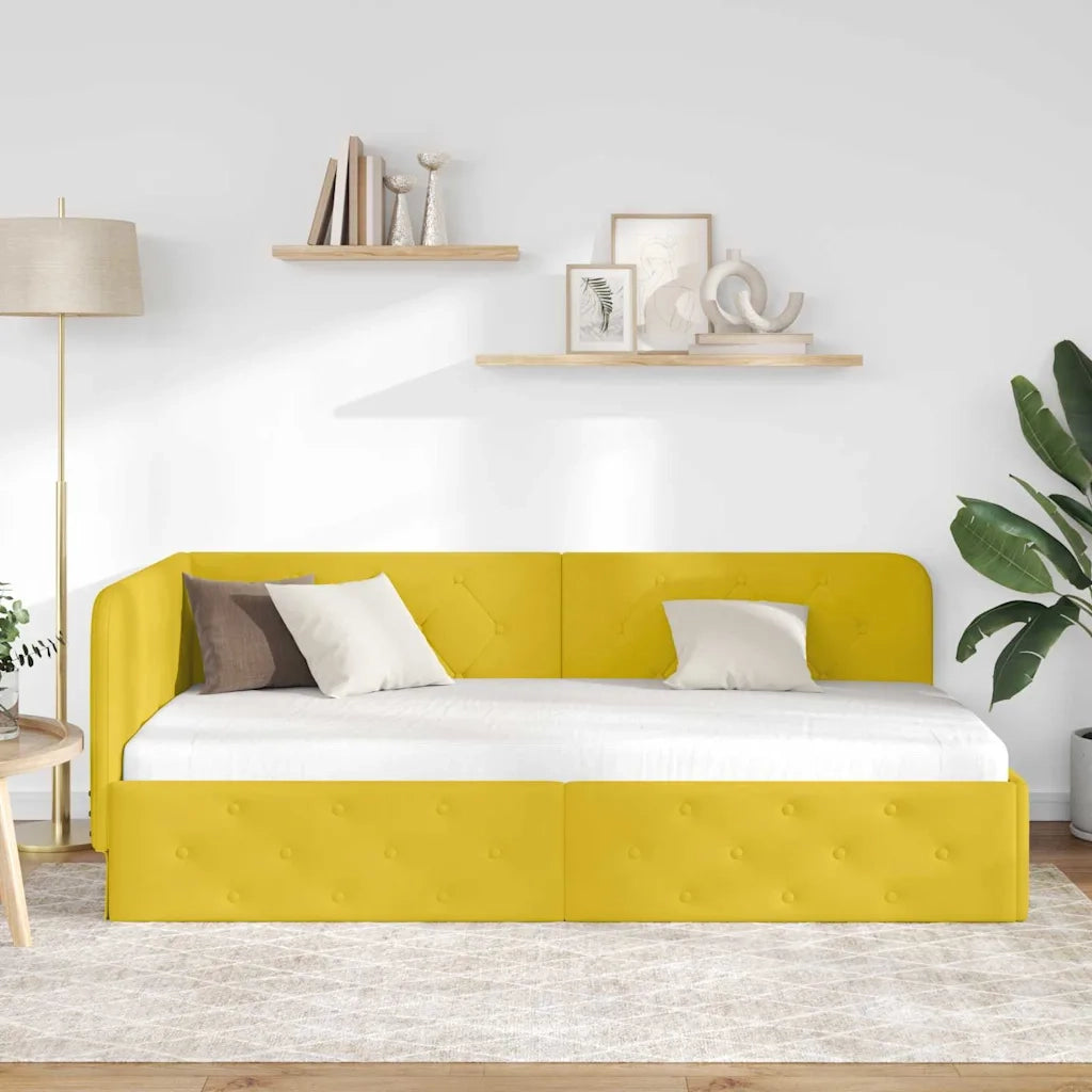 Cornice del letto ad angolo Giallo 90 x 200 cm Velluto 42016539