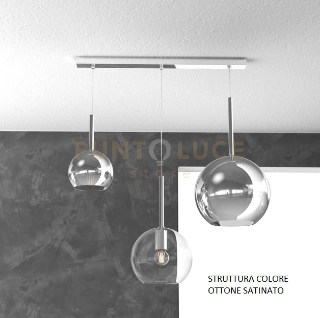 SOSP. OTTONE SAT. RETTANGOLARE 3 LUCI VETRI (GRANDE CR + MEDIO TR + PICCOLO CR) 1155OS-S3 RMIX-TC