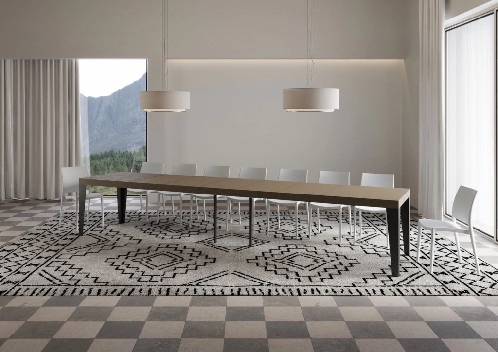Tavolo Allungabile 160-420x90x77 cm Flame Tortora Telaio Antracite