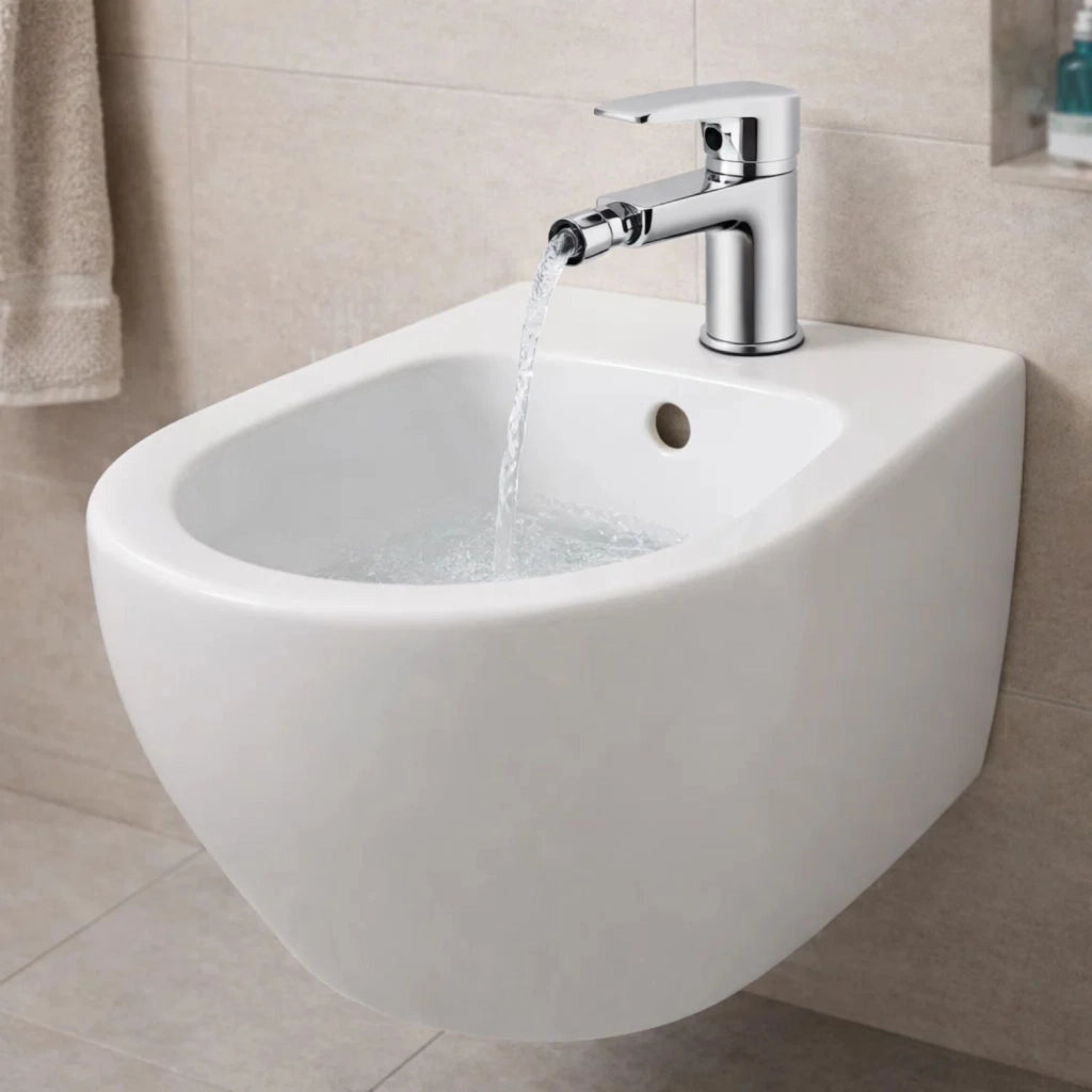 Miscelatore rubinetto america per bidet in ottone colore cromato con piletta *** confezione 1