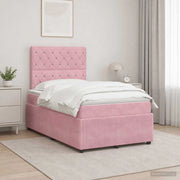 Letto box spring con materasso Rosa 120 x 190 cm Velluto 3454564