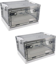 Set di contenitori opachi opachi con maniglie portatili e ruote, contenitore per giocattoli, cassetti con coperchio stivellabili per soggiorno e camera da letto, 27 L (marrone bianco)