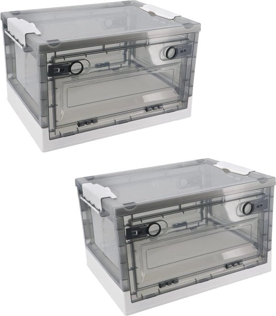 Set di contenitori opachi opachi con maniglie portatili e ruote, contenitore per giocattoli, cassetti con coperchio stivellabili per soggiorno e camera da letto, 27 L (marrone bianco)