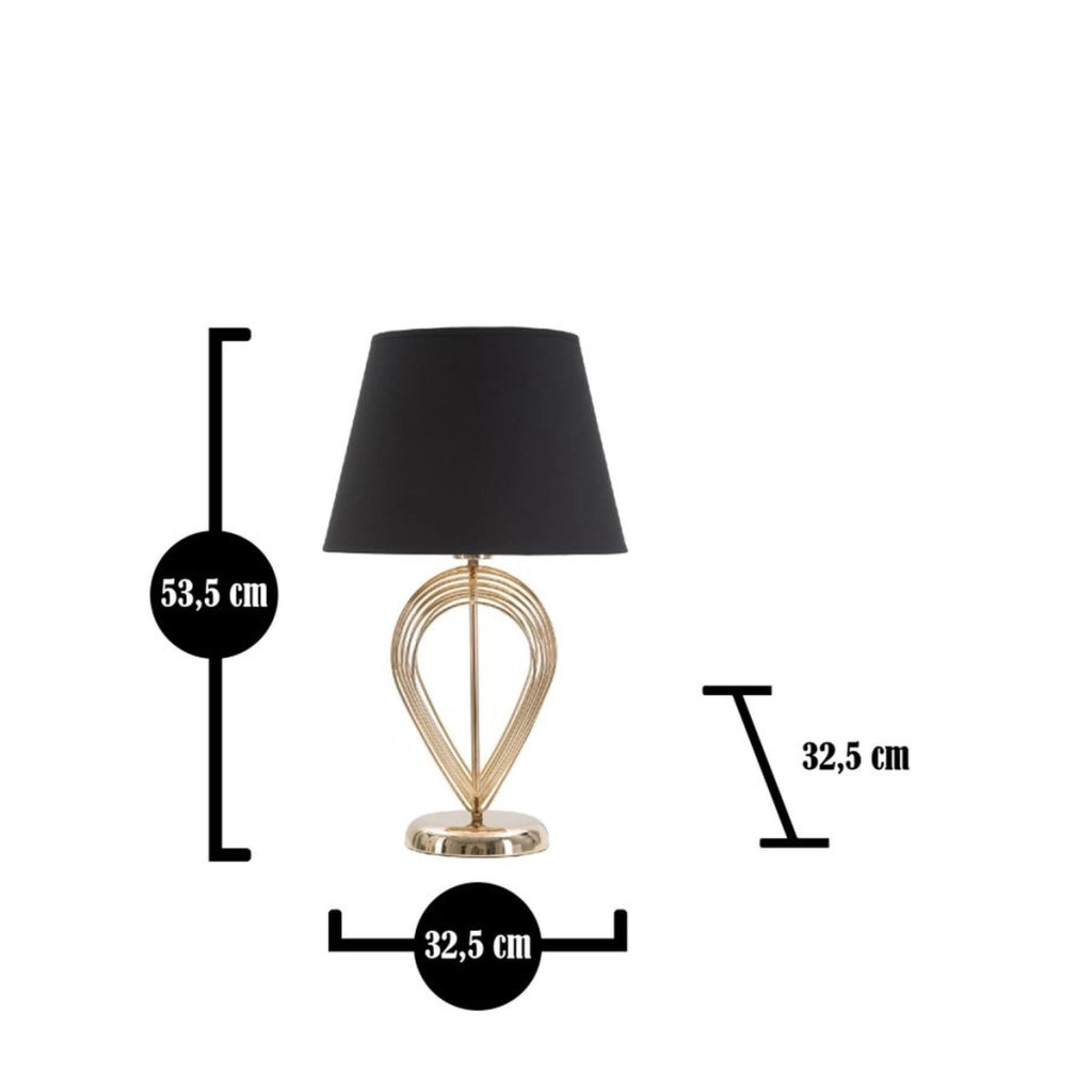 Lampada da Tavolo VKH123, Nero, Metallo, 32,5x32,5x53,5 cm