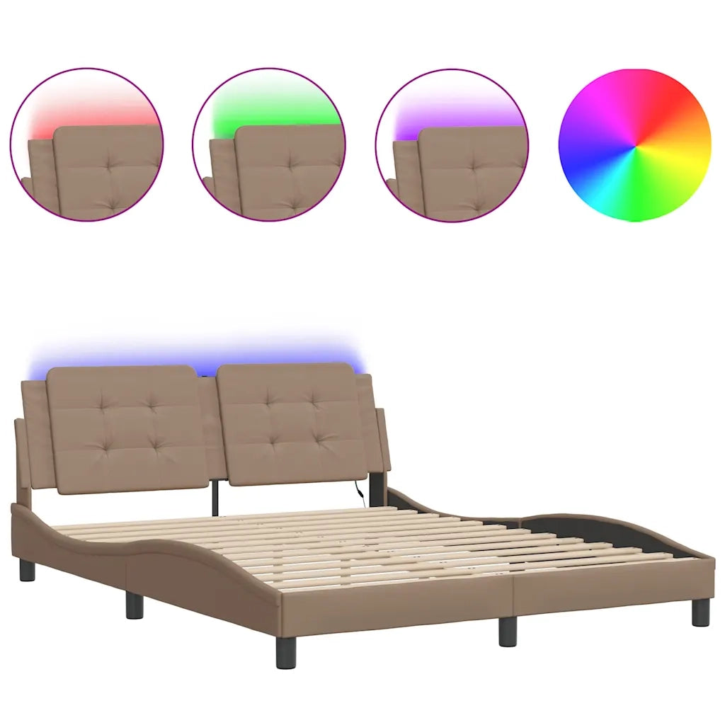 Giroletto con LED senza Materasso Zadar Cappuccino 160x200 cm 3214121